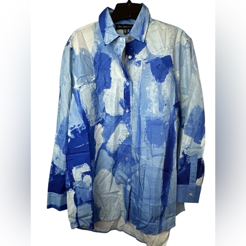 Claire Desjardins Blue Abstract Button-Up Shirt NWOT